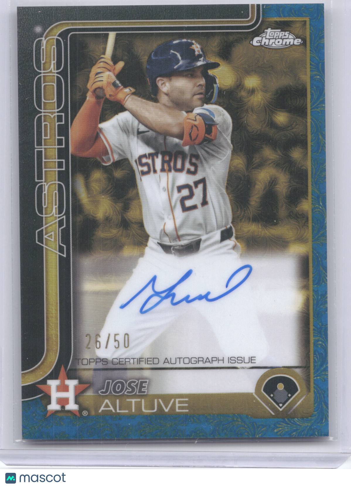 2025 Topps Chrome Gilded Chrome Gold Autograph Jose Altuve #CGA-JA Blue 26/50