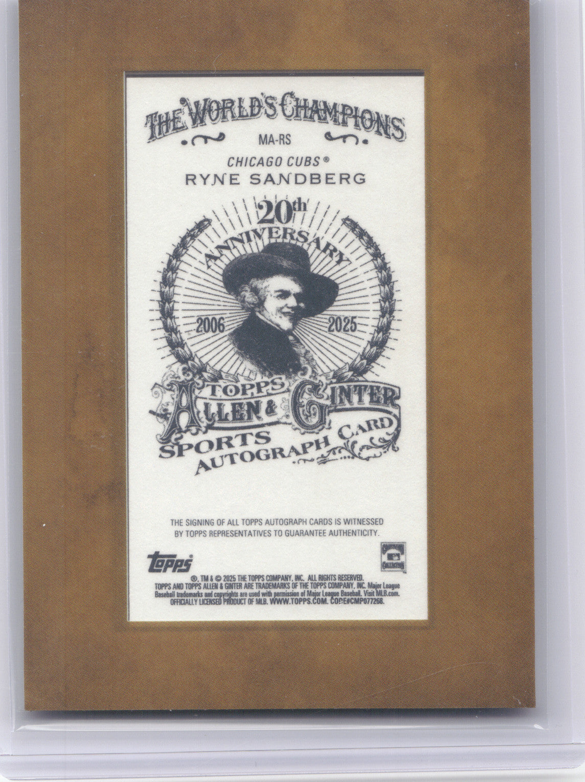 2025 Topps Allen & Ginter X Mini Autograph Ryne Sandberg #MA-RS Blue Ink