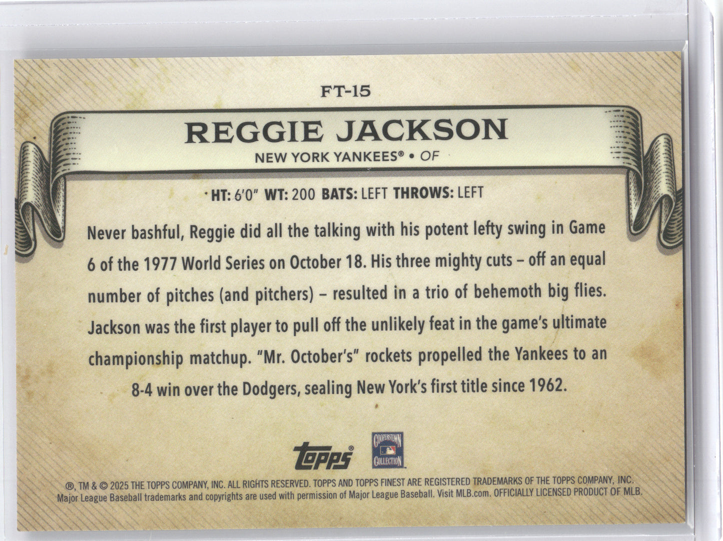 2025 Topps Finest Timelines Reggie Jackson #FT-15 Orange 18/25