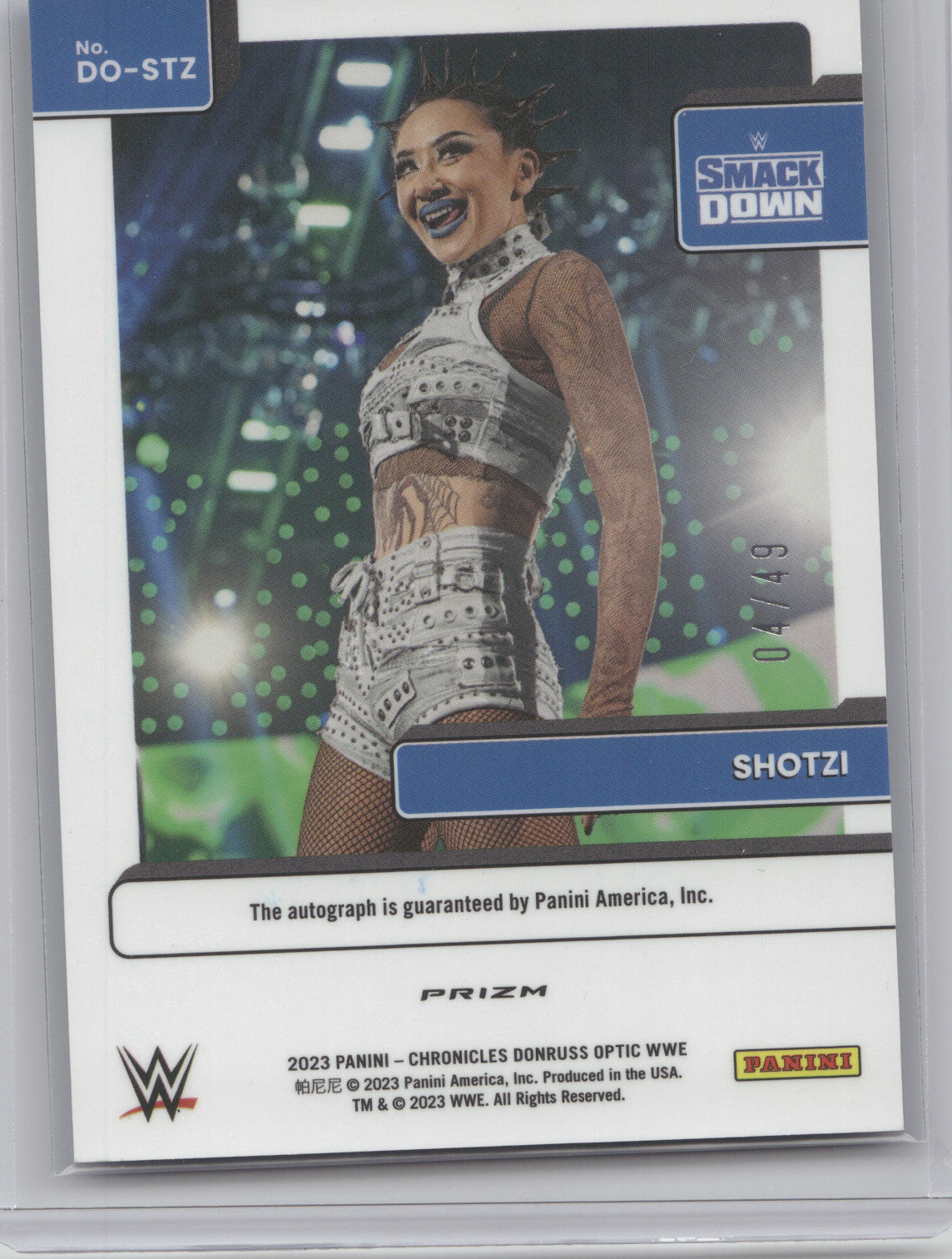 2023 Panini Chronicles Donruss Optic WWE Signature Series Shotzi #STZ Blue 04/49