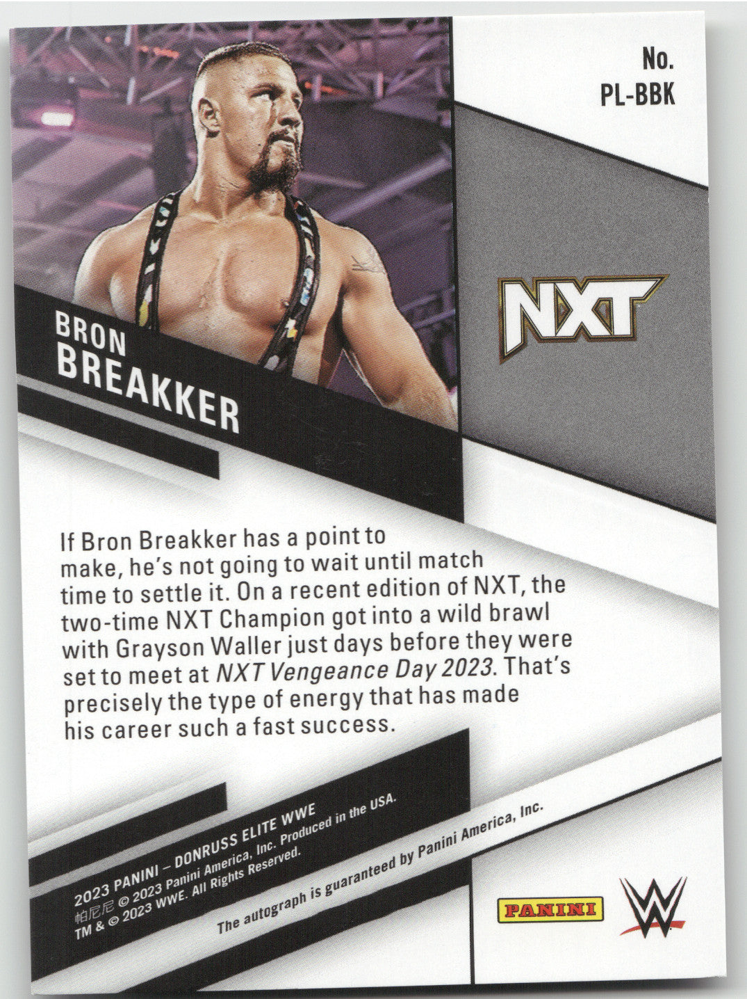 2023 Panini Donruss Elite WWE Pen Pals Bron Breakker #PL-BBK