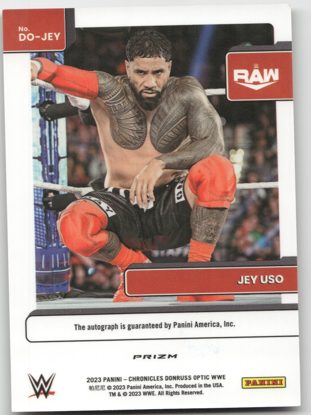 2023 Panini Chronicles Donruss Optic WWE Jey Uso #DO-JEY Signature Series