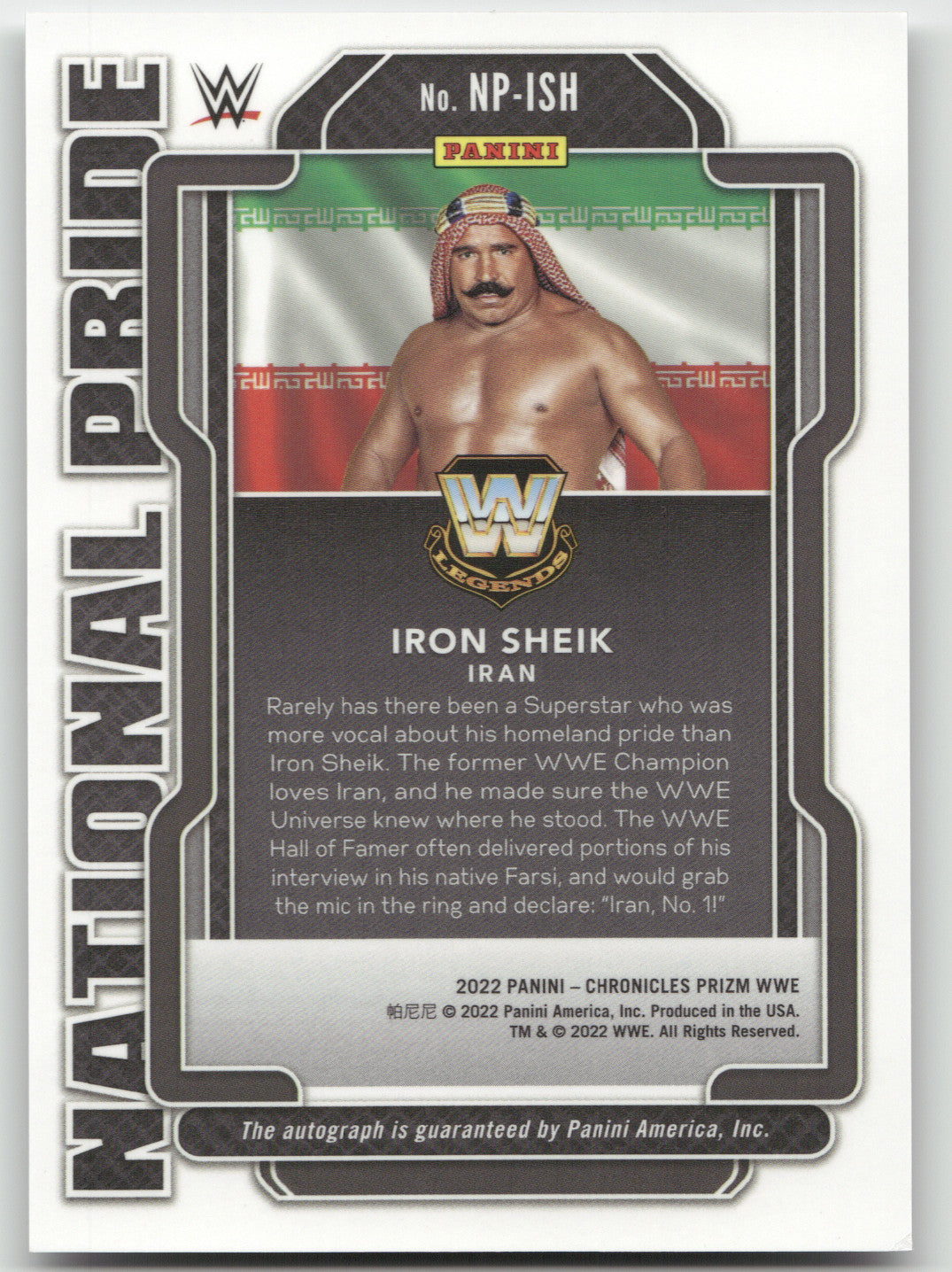 2022 Panini Chronicles WWE National Pride Autographs Iron Sheik #NP-ISH