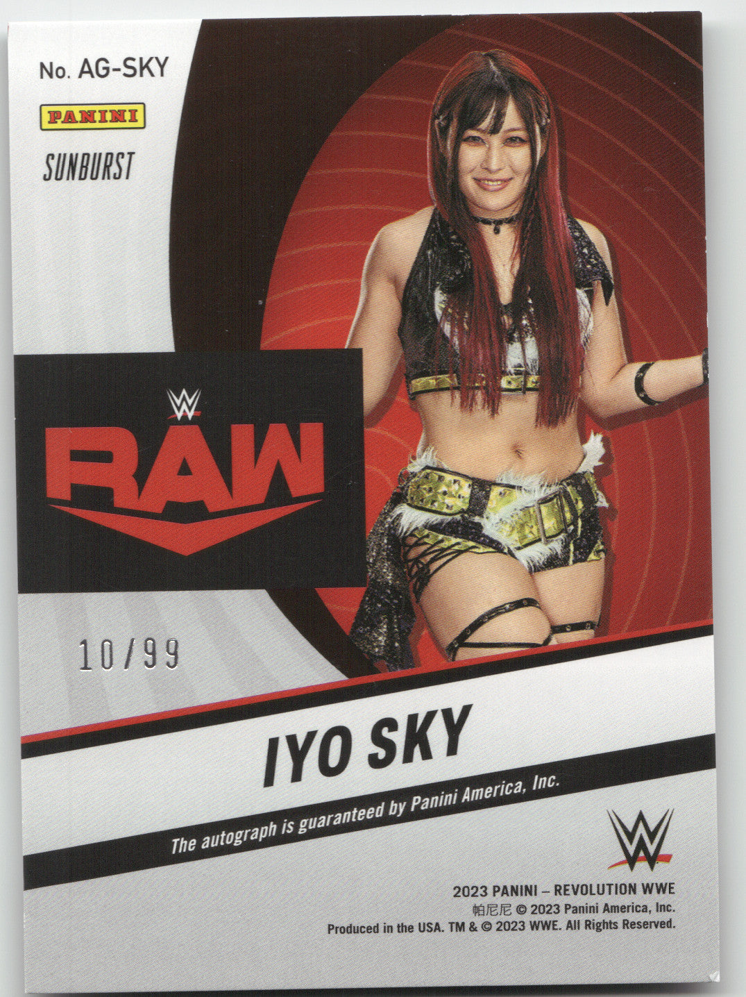 2023 Panini Revolution WWE Autographs Iyo Sky #AG-SKY Sunburst 10/99