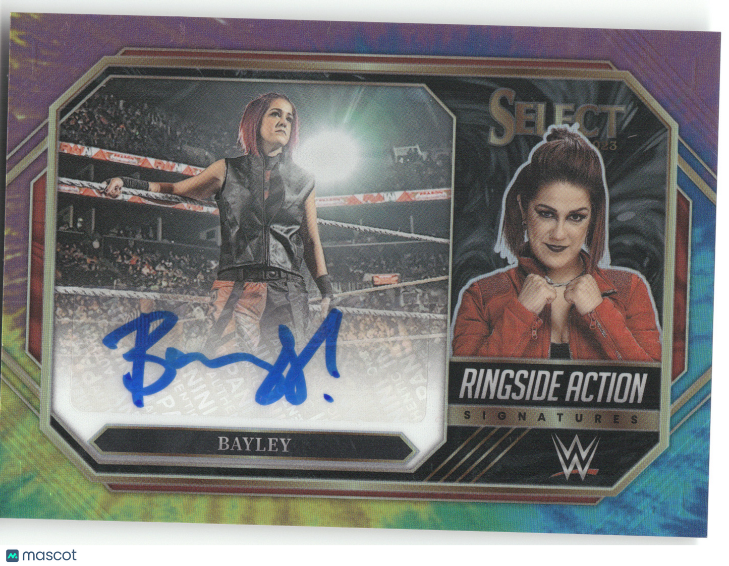 2023 Panini Select Prizm Bayley #RA-BLY Tie-Dye Ringside Action Signatures 04/25