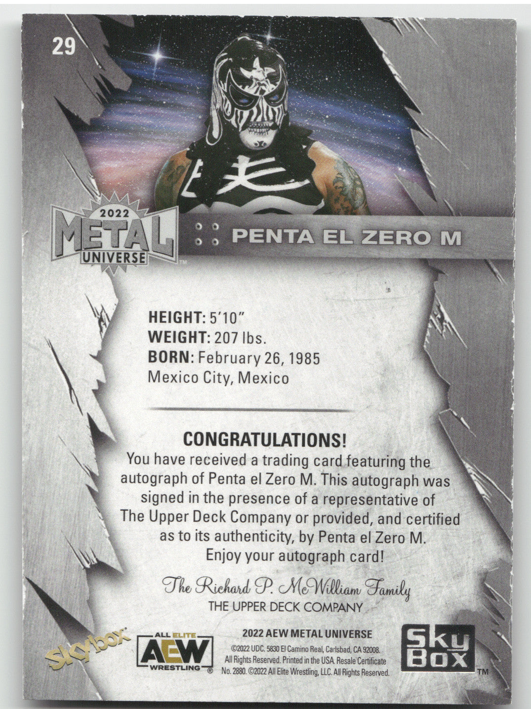 2022 AEW Metal Universe AEW Autographs Penta El Zero M #29