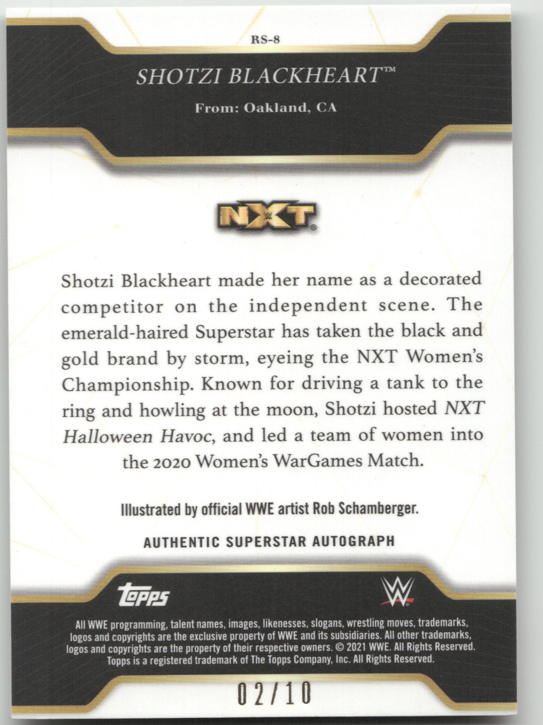 2021 Topps NXT Illustrations Autograph Shotzi Blackheart #RS-8 02/10