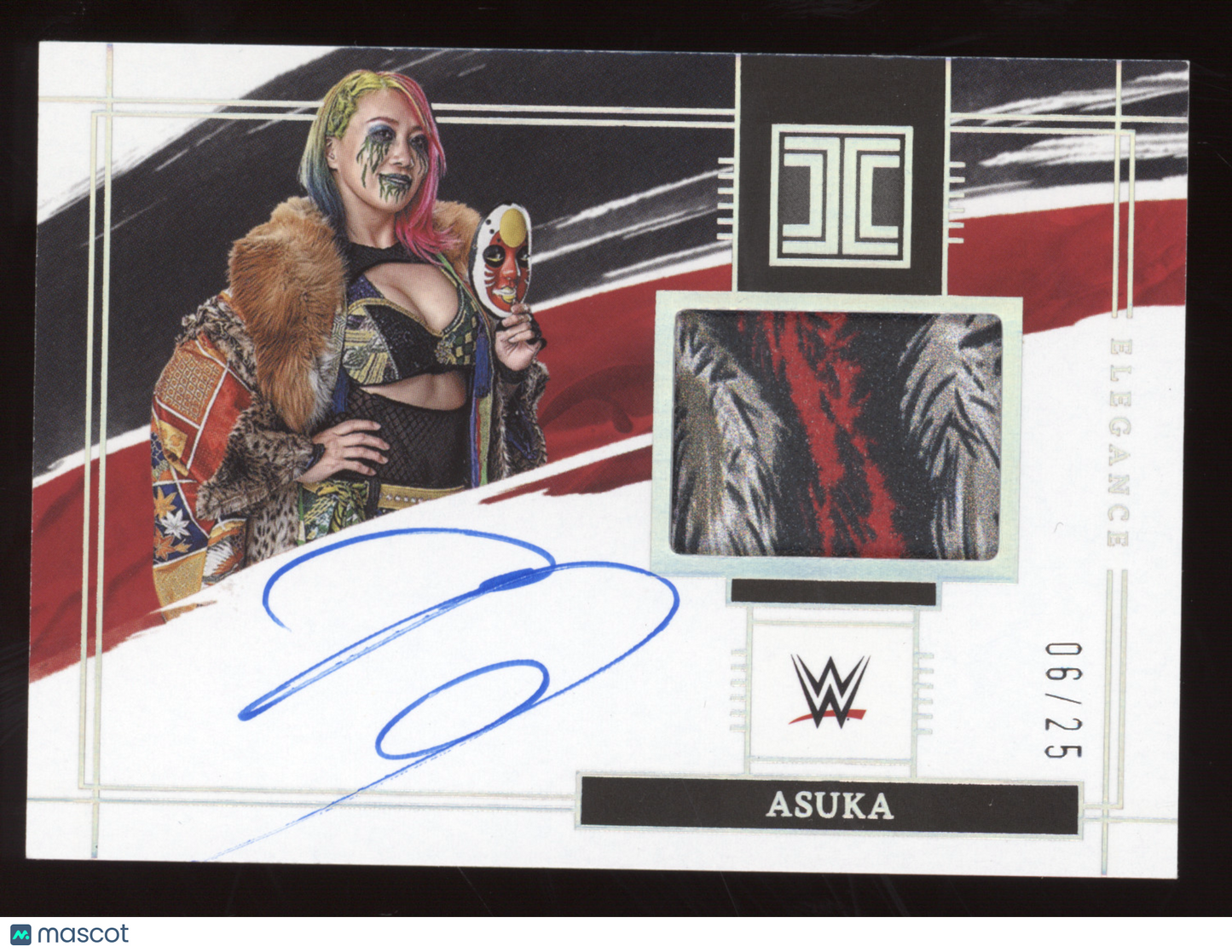 2022 Panini Impeccable Elegance Asuka #EM-ASK Superstar-worn/used material 06/25