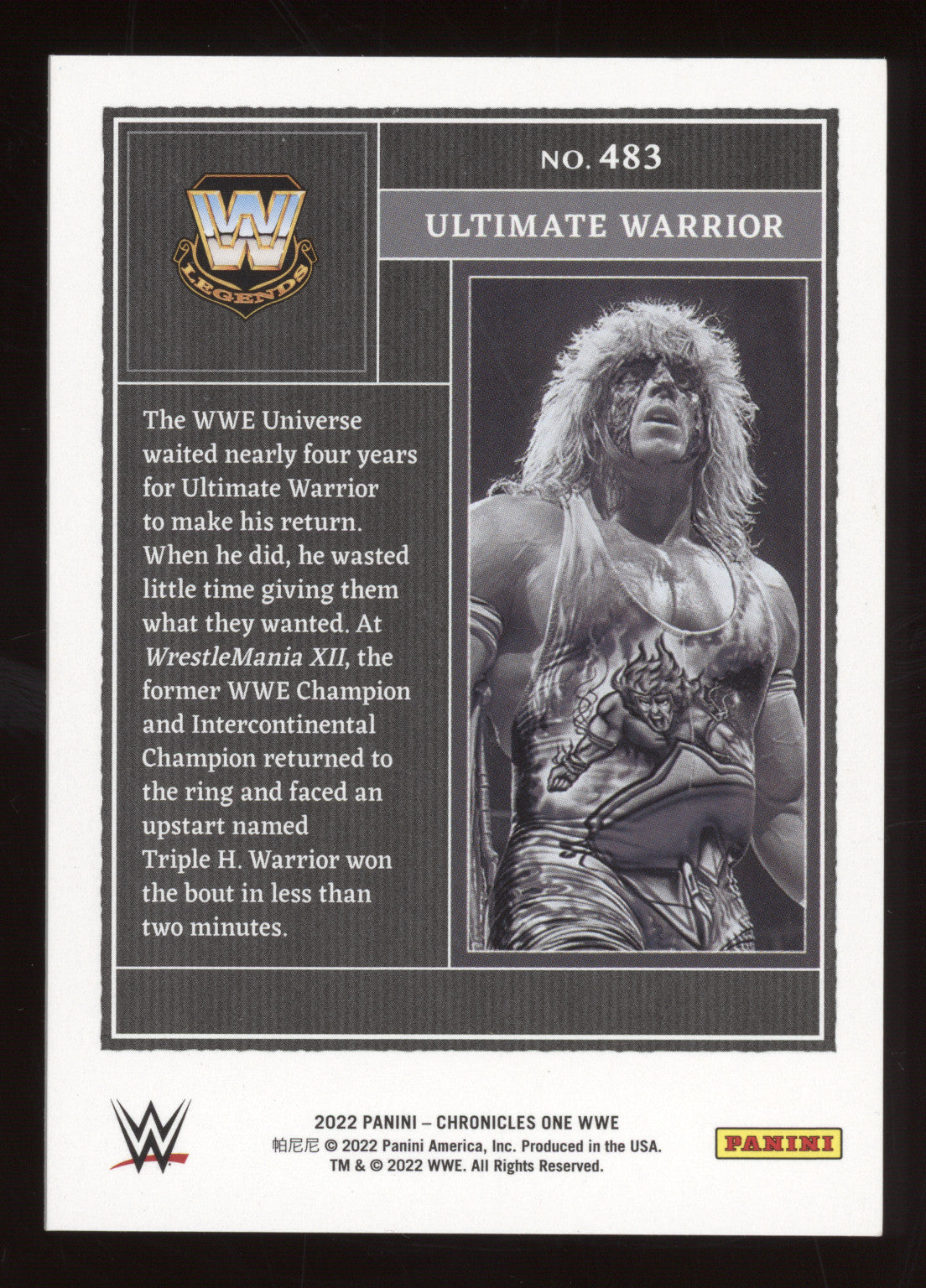 2022 Panini Chronicles One WWE Ultimate Warrior #483 Gold 06/10