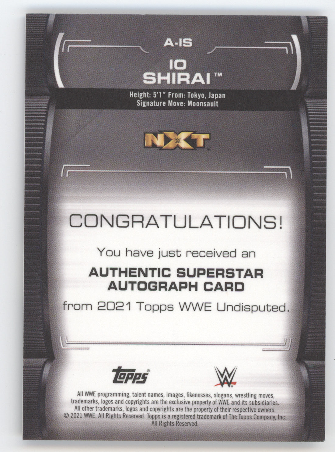 2021 Topps WWE Undisputed Superstar Autograph Io Shirai #A-IS Purple 01/99