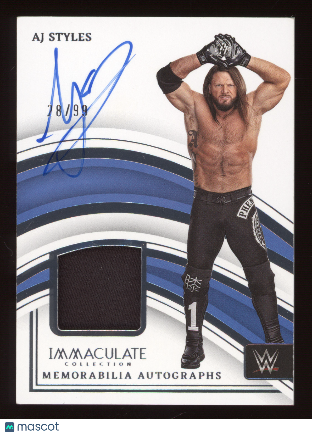 2023 Panini Immaculate Collection WWE AJ Styles #AJS 28/99 Memorabilia Autograph