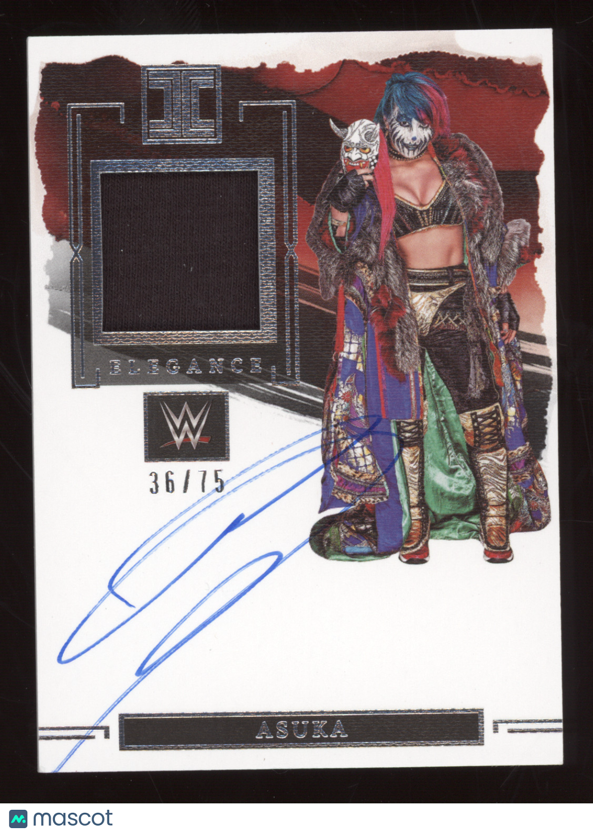 2023 Panini Impeccable WWE Elegance Asuka #EM-ASK Autograph 36/75 Superstar-worn