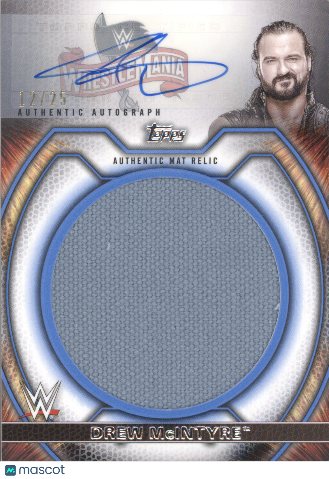 2021 Topps WWE Undisputed Drew McIntyre #M-DM 12/25 Authentic Mat Relic Auto