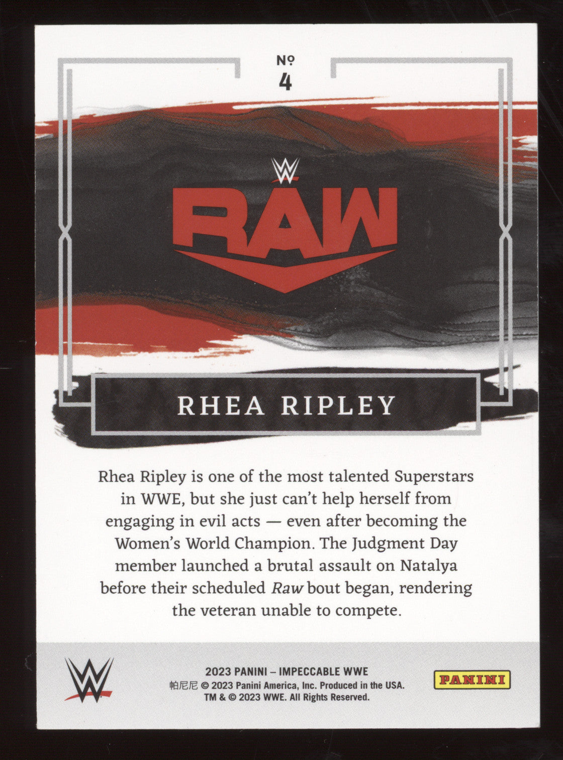 2023 Panini Impeccable WWE Rhea Ripley (with Dominik Mysterio) #4 36/49