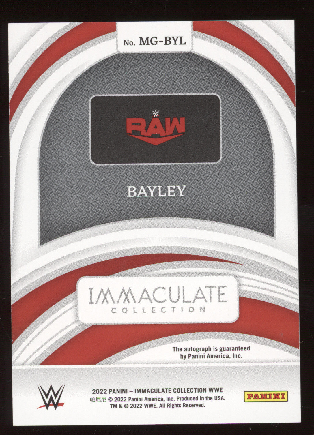 2022 Panini Immaculate Collection Marks of Greatness Bayley #MG-BYL 36/49