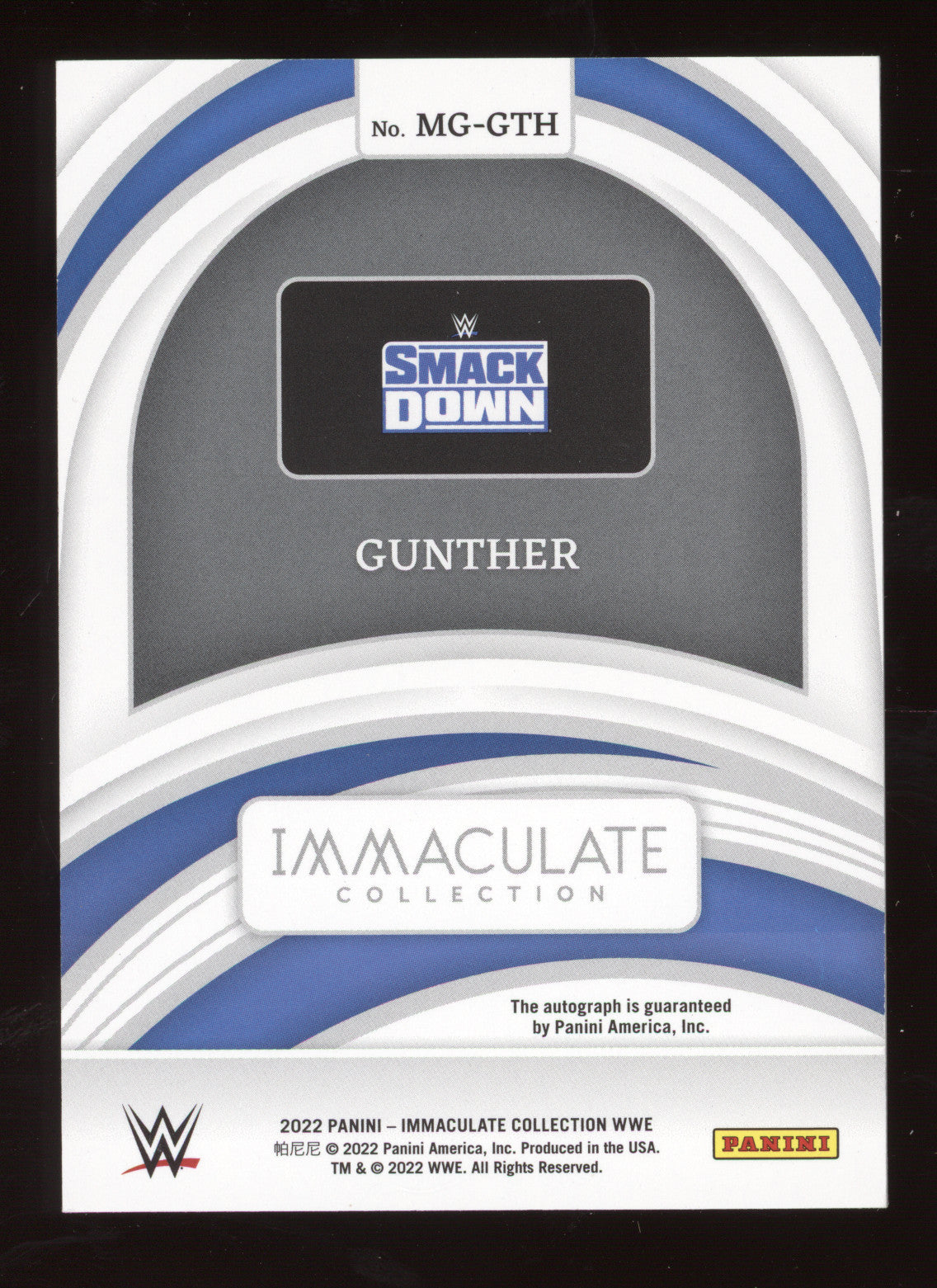 2022 Panini Immaculate Collection WWE Marks of Greatness Gunther #MG-GTH 42/49