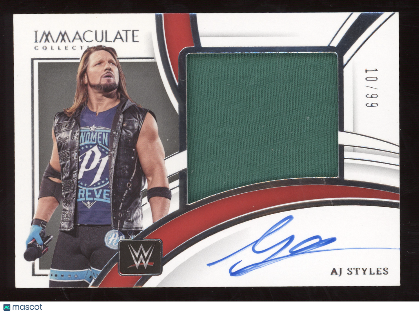 2022 Panini Immaculate Collection WWE AJ Styles #AJS Superstar-worn Auto 10/99