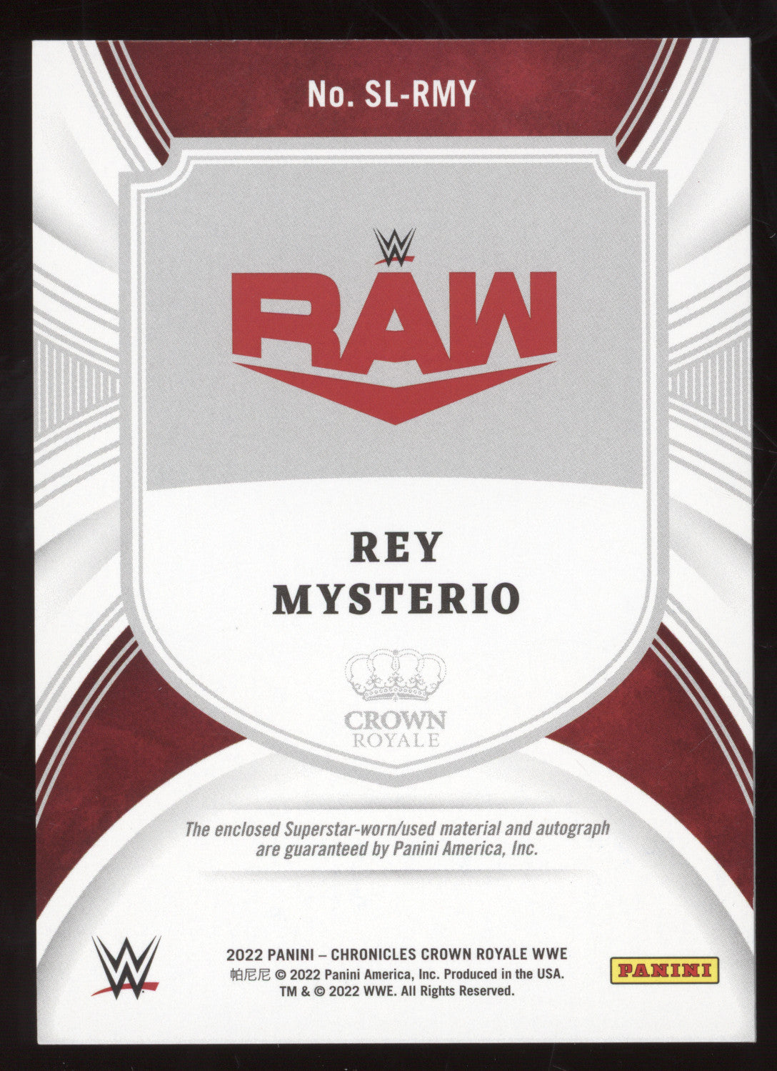 2022 Panini Chronicles Crown Royale Rey Mysterio #RMY Silhouette Autograph 86/99