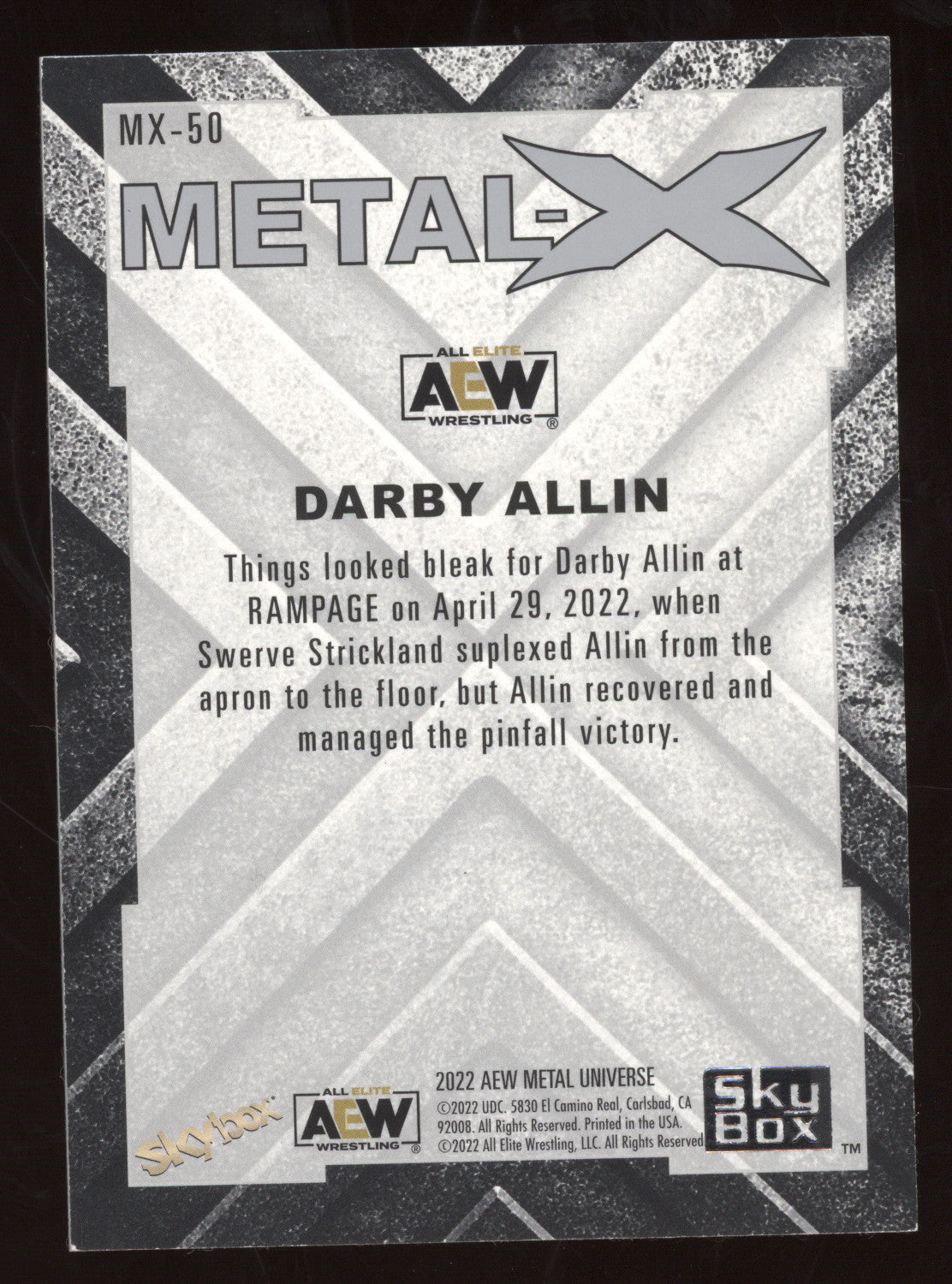 2022 SkyBox Metal Universe AEW Metal-X Darby Allin #MX-50