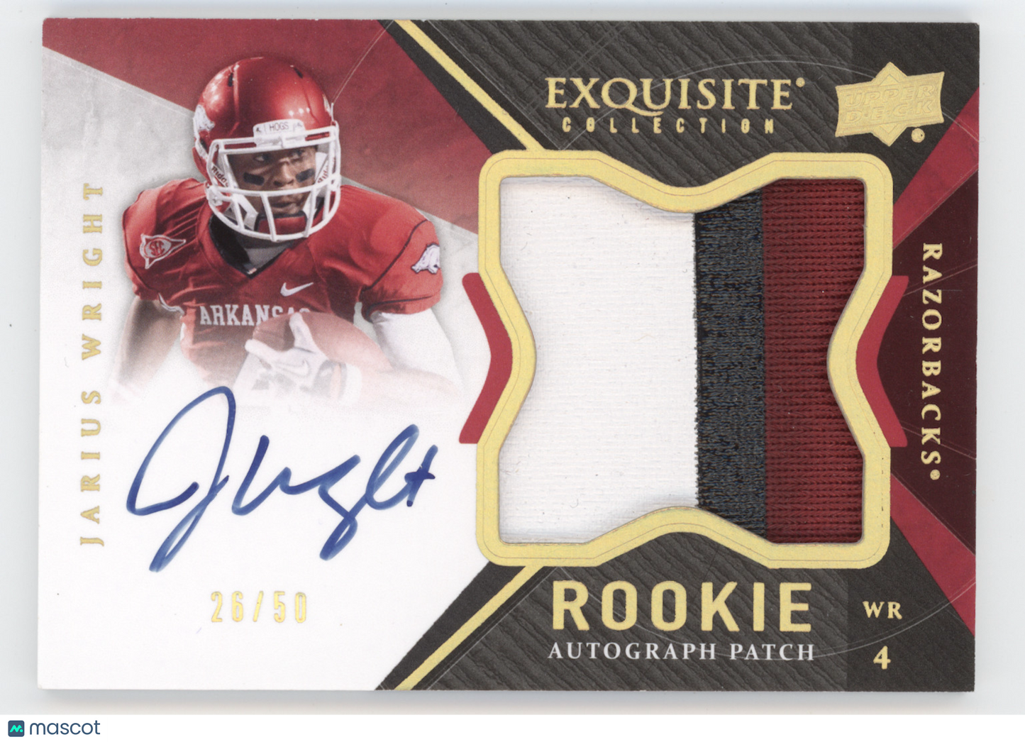 2012 Upper Deck Exquisite Collection Jarius Wright #141 26/50 RC Autograph Patch