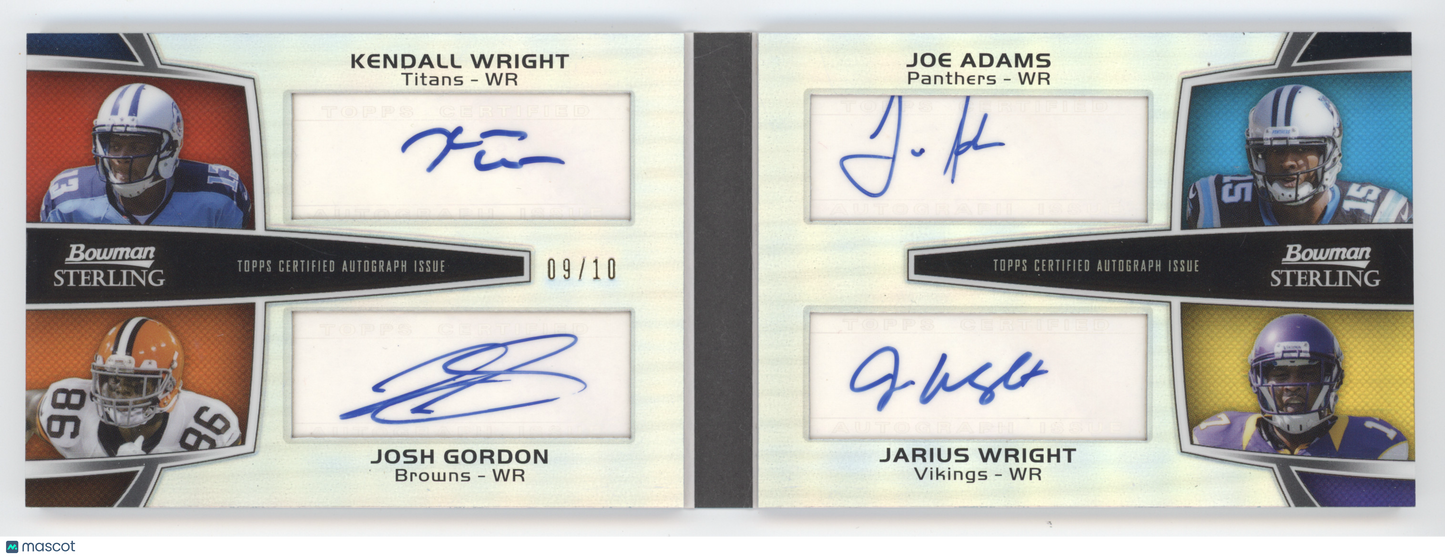 2012 Bowman Sterling K.Wright/J.Adams/J.Wright/J.Gordon 9/10 Quad Auto Book Card