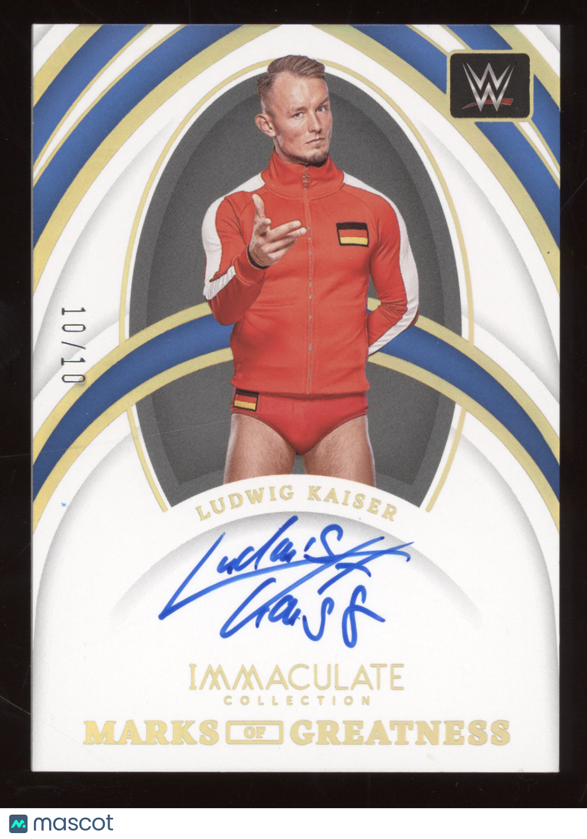 2022 Panini Immaculate WWE Marks of Greatness Ludwig Kaiser #MG-LWK Gold 10/10