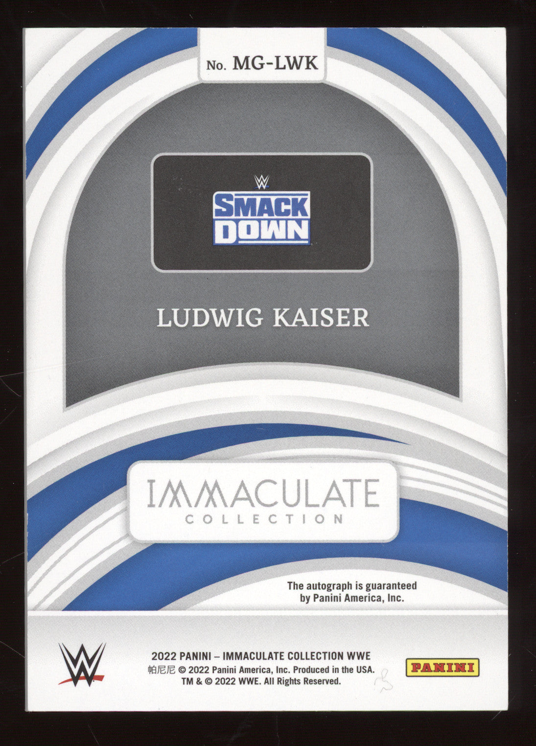 2022 Panini Immaculate WWE Marks of Greatness Ludwig Kaiser #MG-LWK Gold 10/10