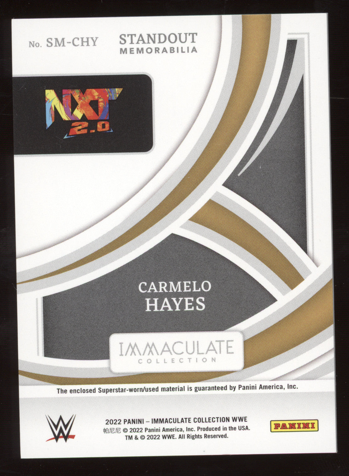 2022 Panini Immaculate WWE Carmelo Hayes #SM-CHY Red 20/25 Standout Memorabilia