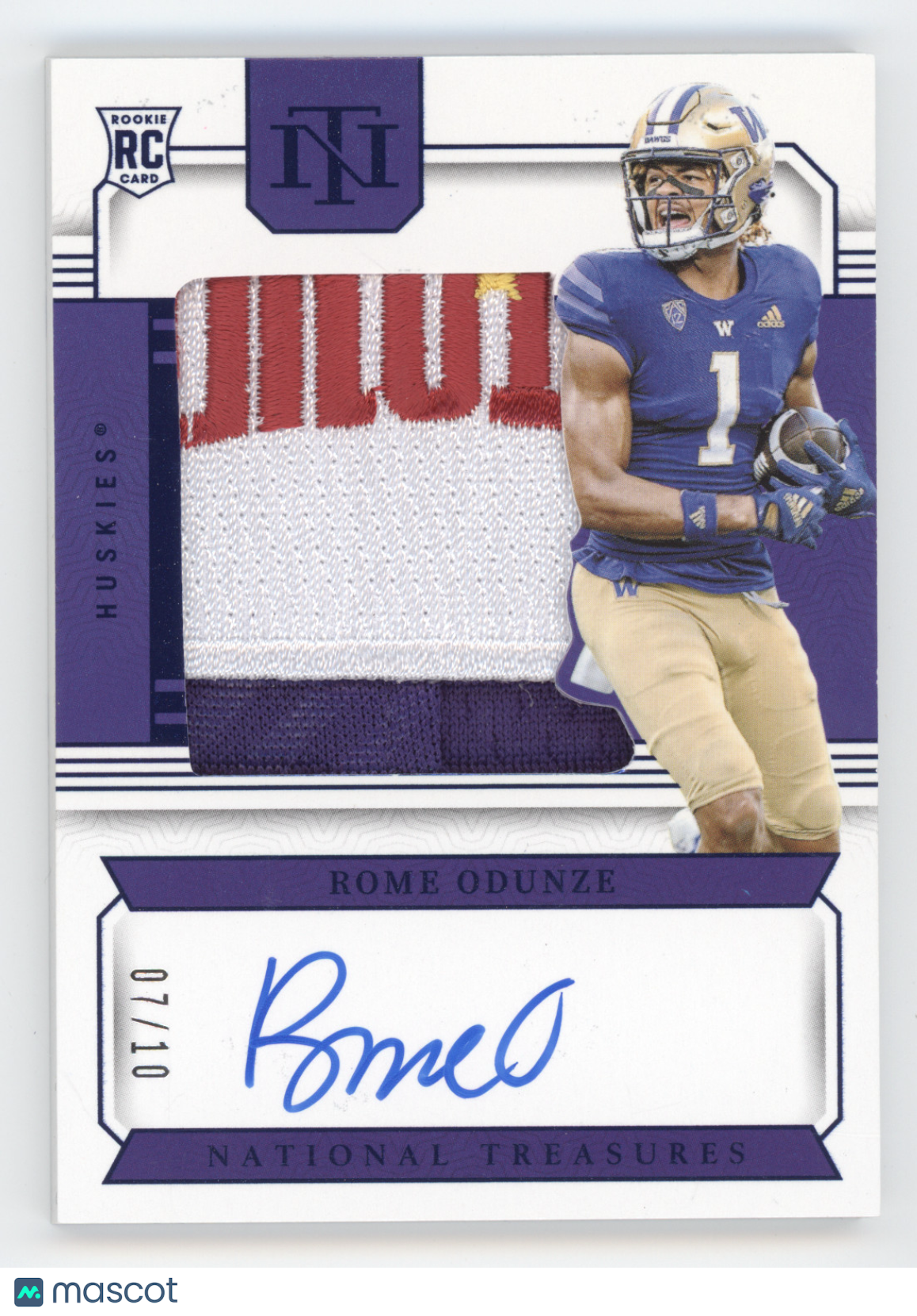 2024 Panini National Treasures Silhouettes Auto Rome Odunze Bowl Logo 07/10 RC