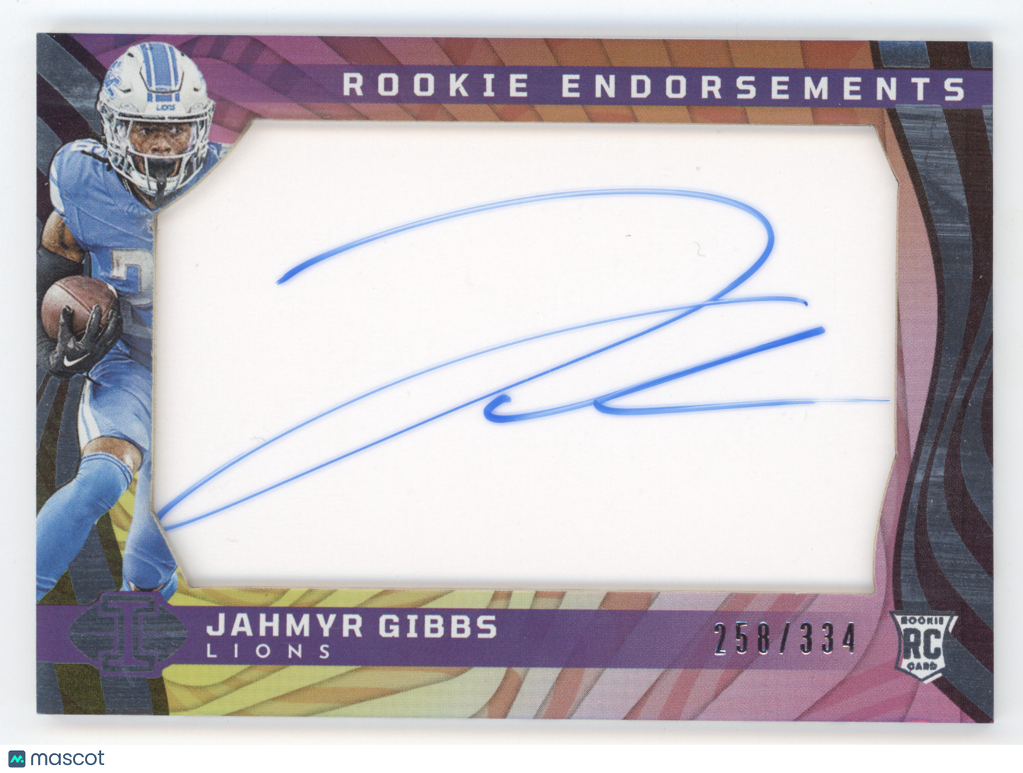 2023 Panini Illusions Rookie Endorsements Jahmyr Gibbs #RE-JGS RC 258/334
