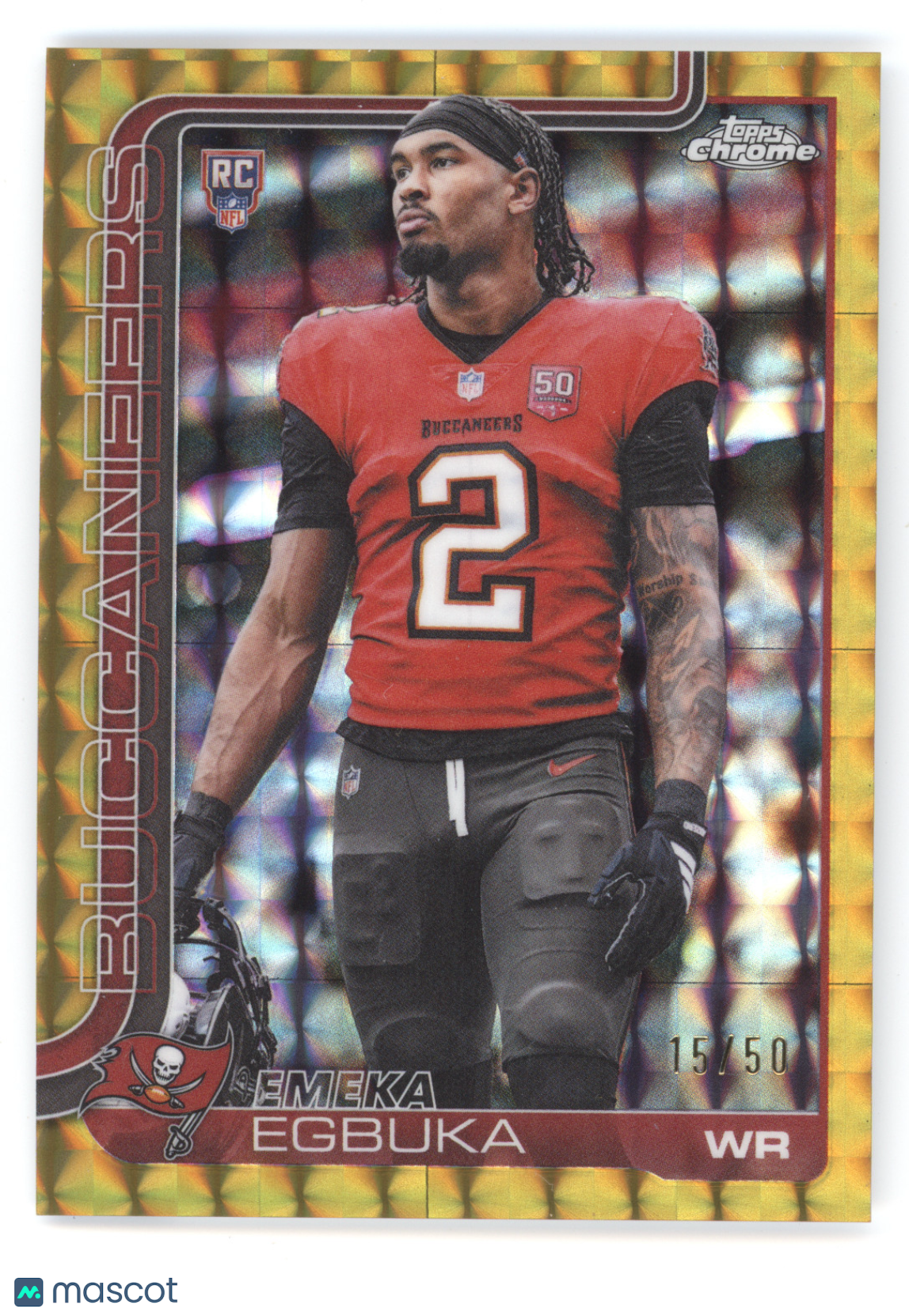 2025 Topps Chrome Emeka Egbuka #312 Gold Geometric RC 15/50