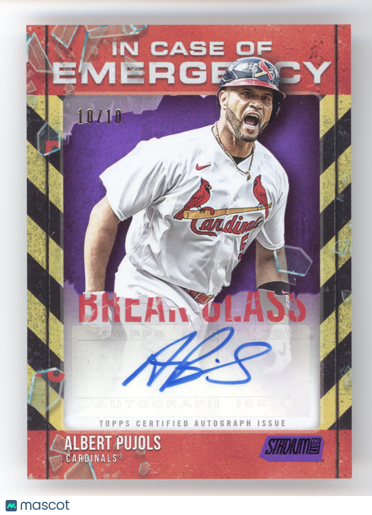 2025 Topps Stadium Club In Case of Emergency Auto Albert Pujols #AP Purple 10/10
