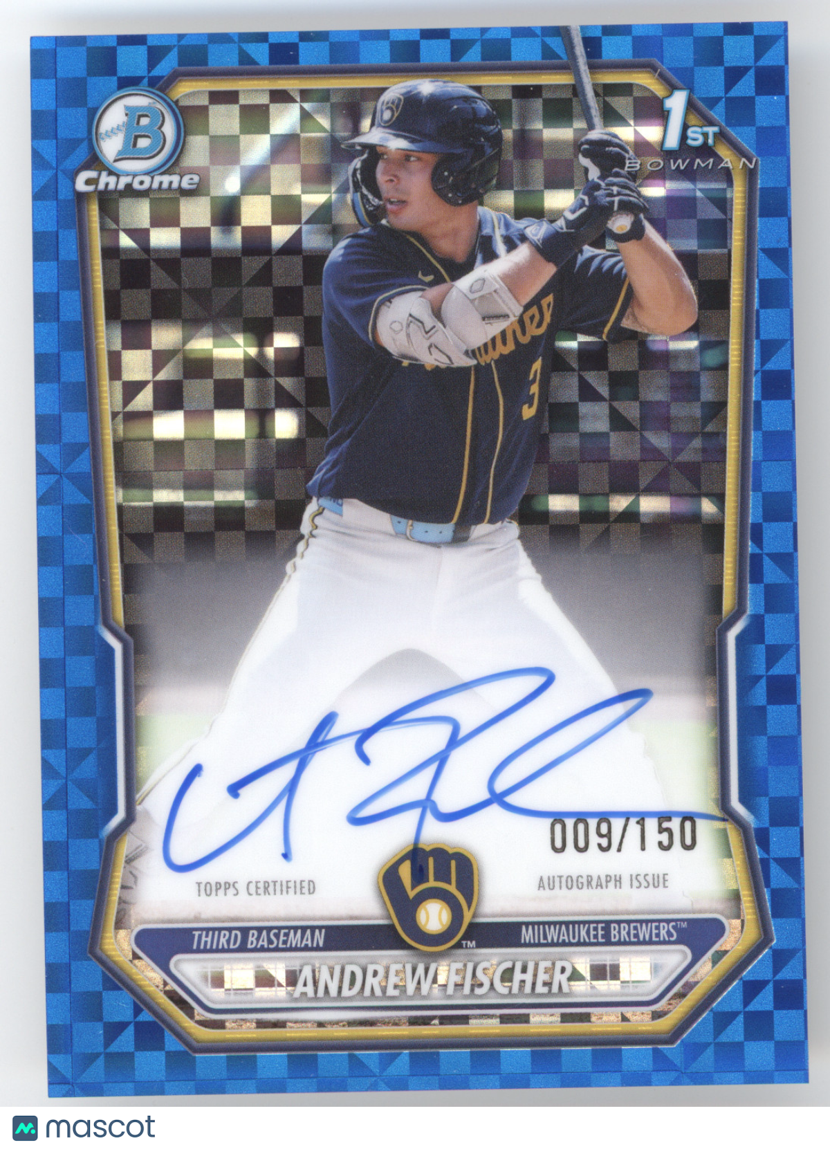 2026 Bowman Chrome Prospect Autograph Andrew Fischer #AF Blue X-Fractor 009/150