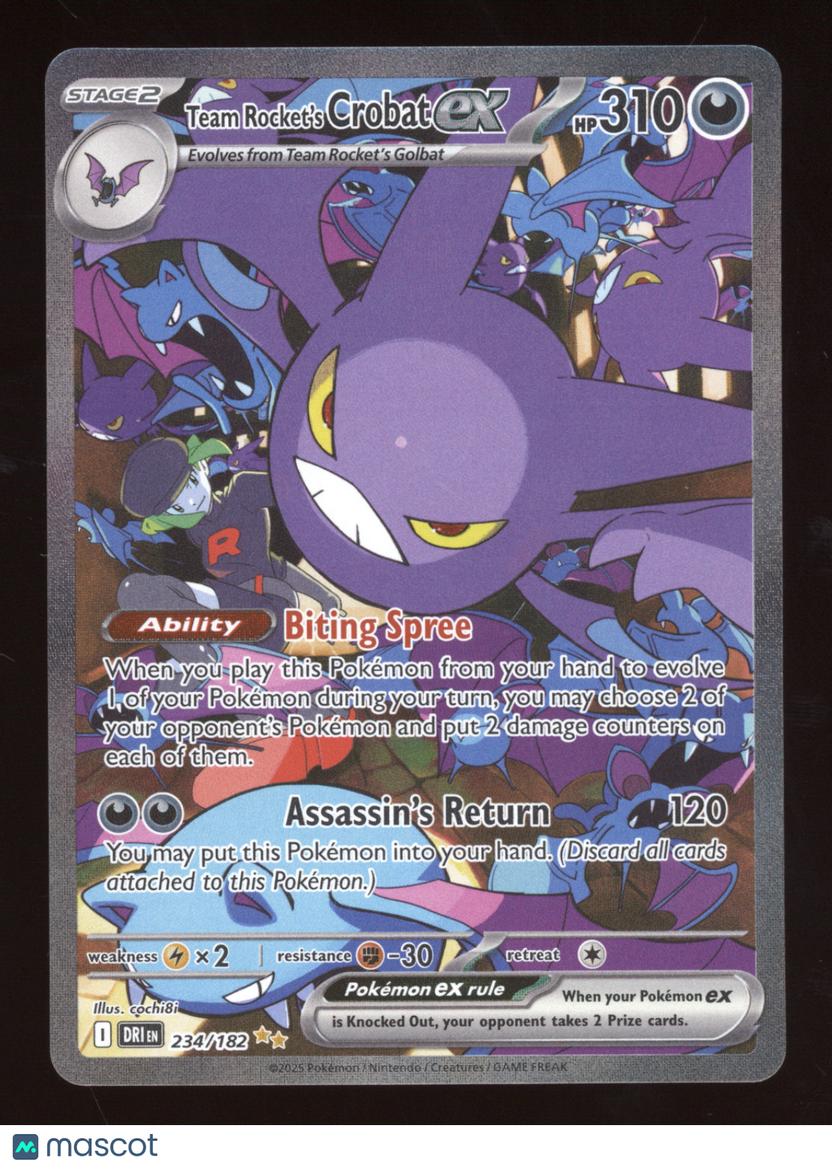 2025 S&V Destined Rivals Team Rocket's Crobat ex Secret Rare #234/182