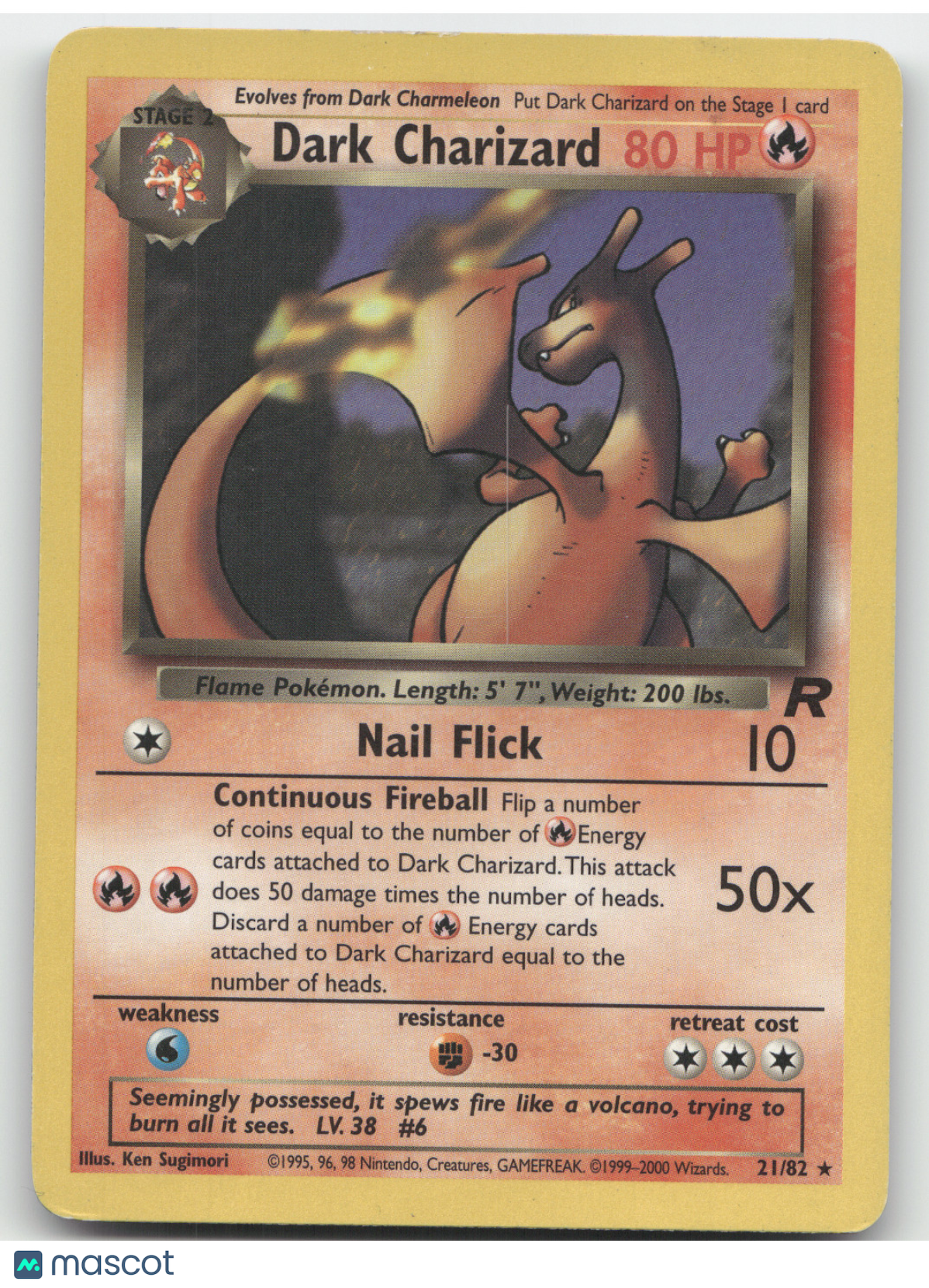 2000 Team Rocket Dark Charizard Rare #21/82