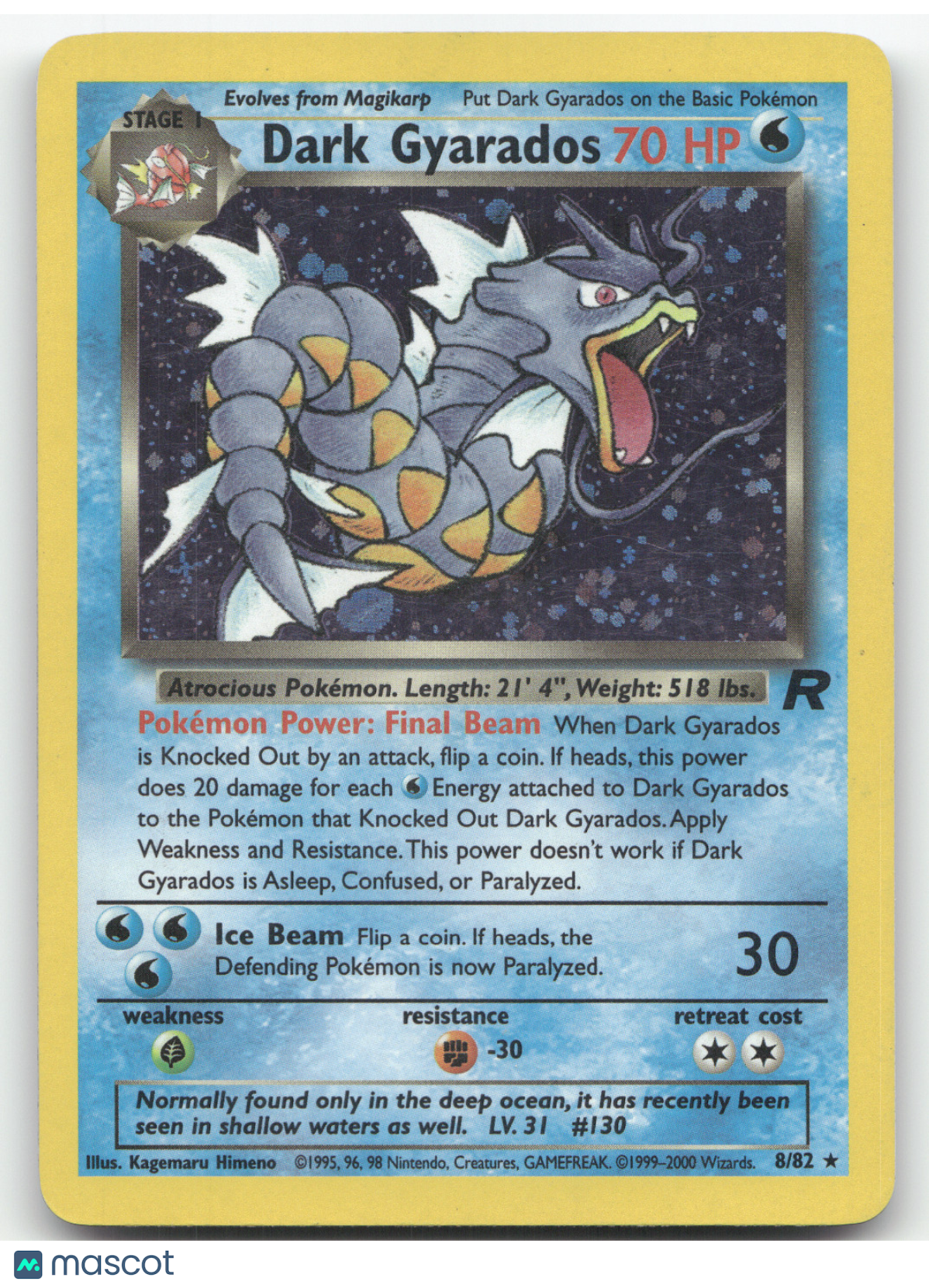 2000 Team Rocket Dark Gyarados Holo Rare #8/82