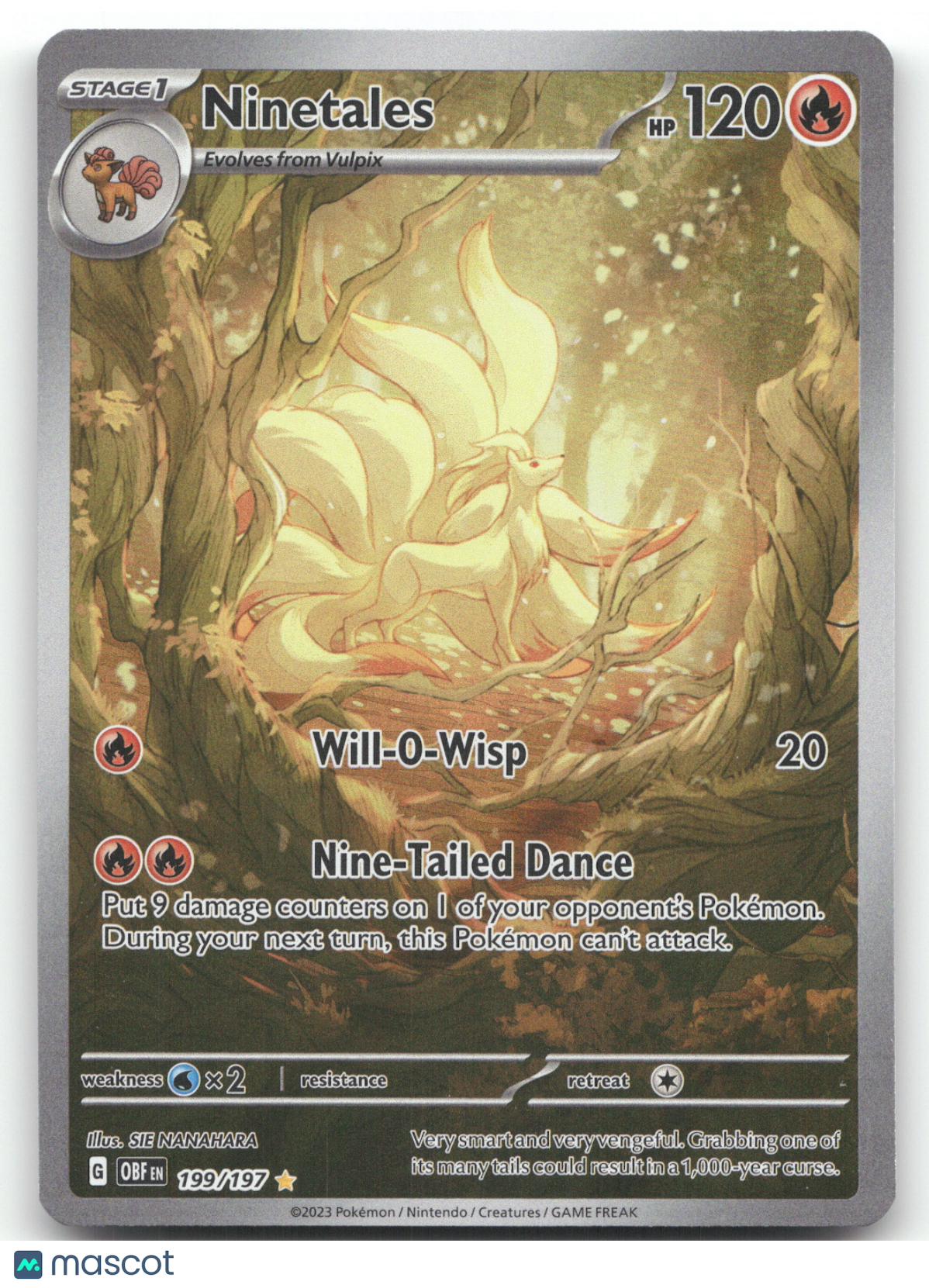 2023 Obsidian Flames Ninetales Secret Rare #199/197