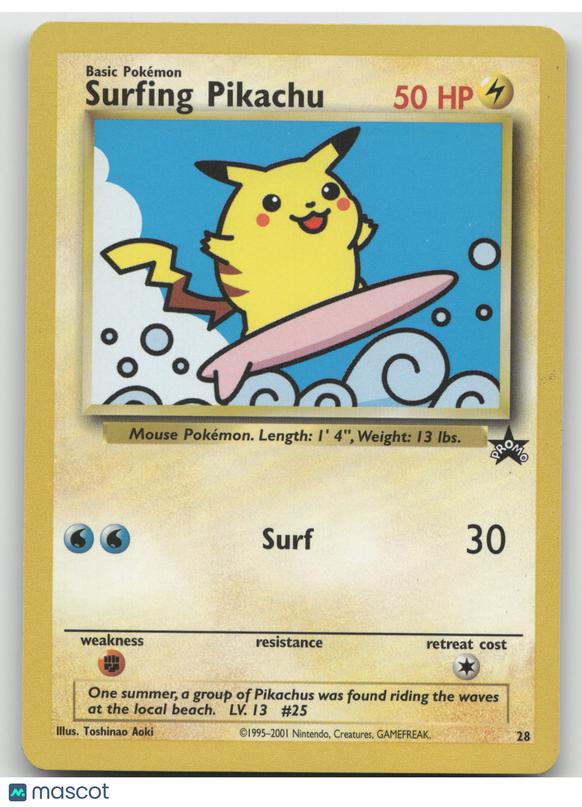 2001 Wizards Surfing Pikachu Black Star Promo #28