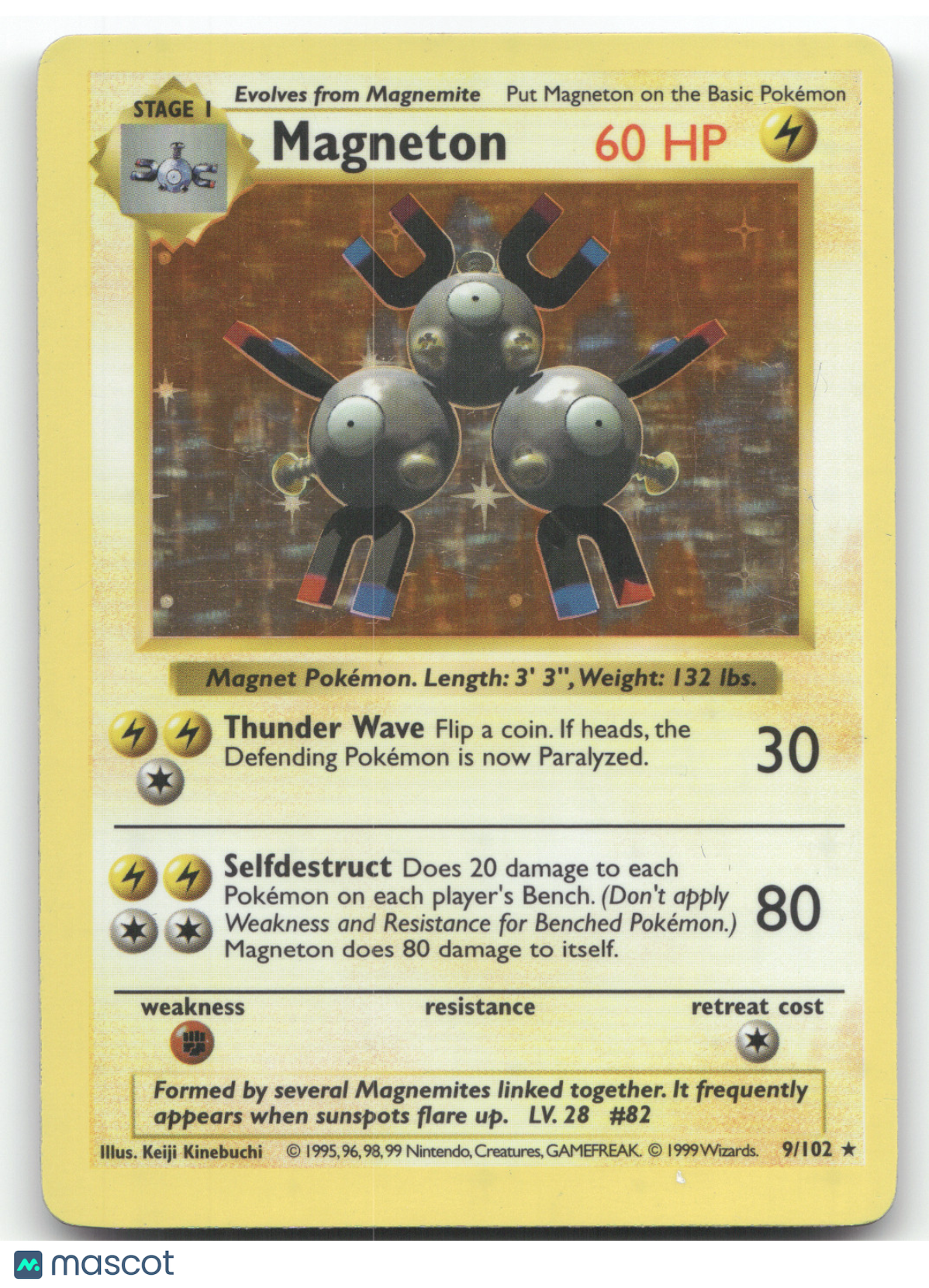 1999 Base Set Magneton Shadowless Rare #9/102