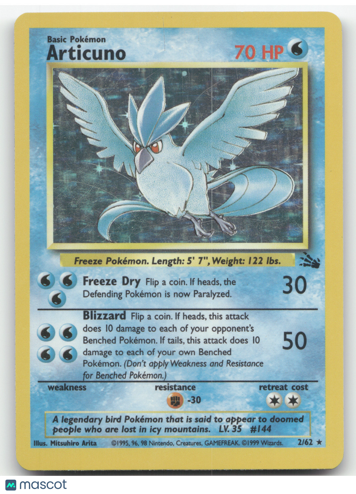 1999 Fossil Articuno Holo Rare #2/62