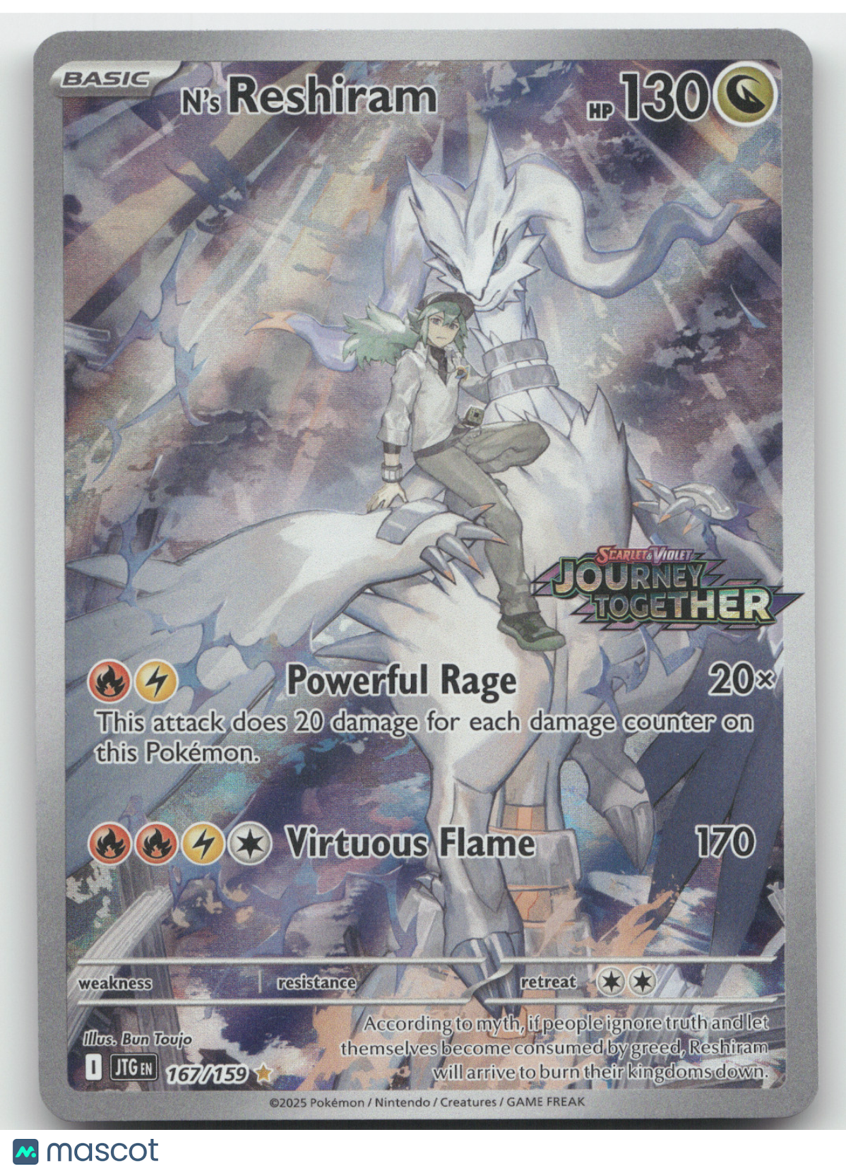2025 Journey Together N'S Reshiram Secret Rare #167/159