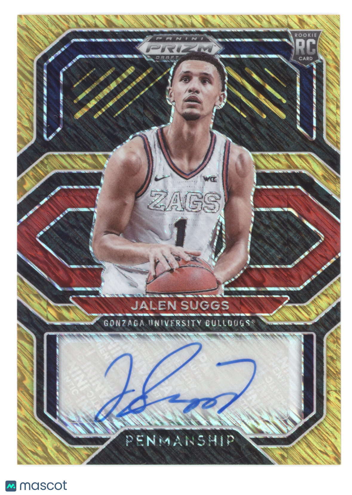 2021 Panini Prizm Draft Picks Penmanship Jalen Suggs #CP-JSU Gold Mojo 08/10 RC