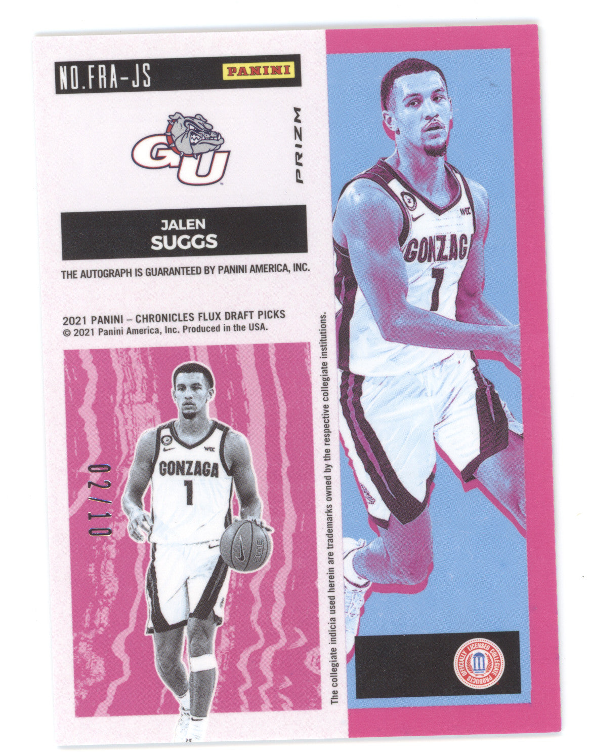 2021 Panini Chronicles Flux Draft Picks Autograph Jalen Suggs #JS Gold RC 02/10