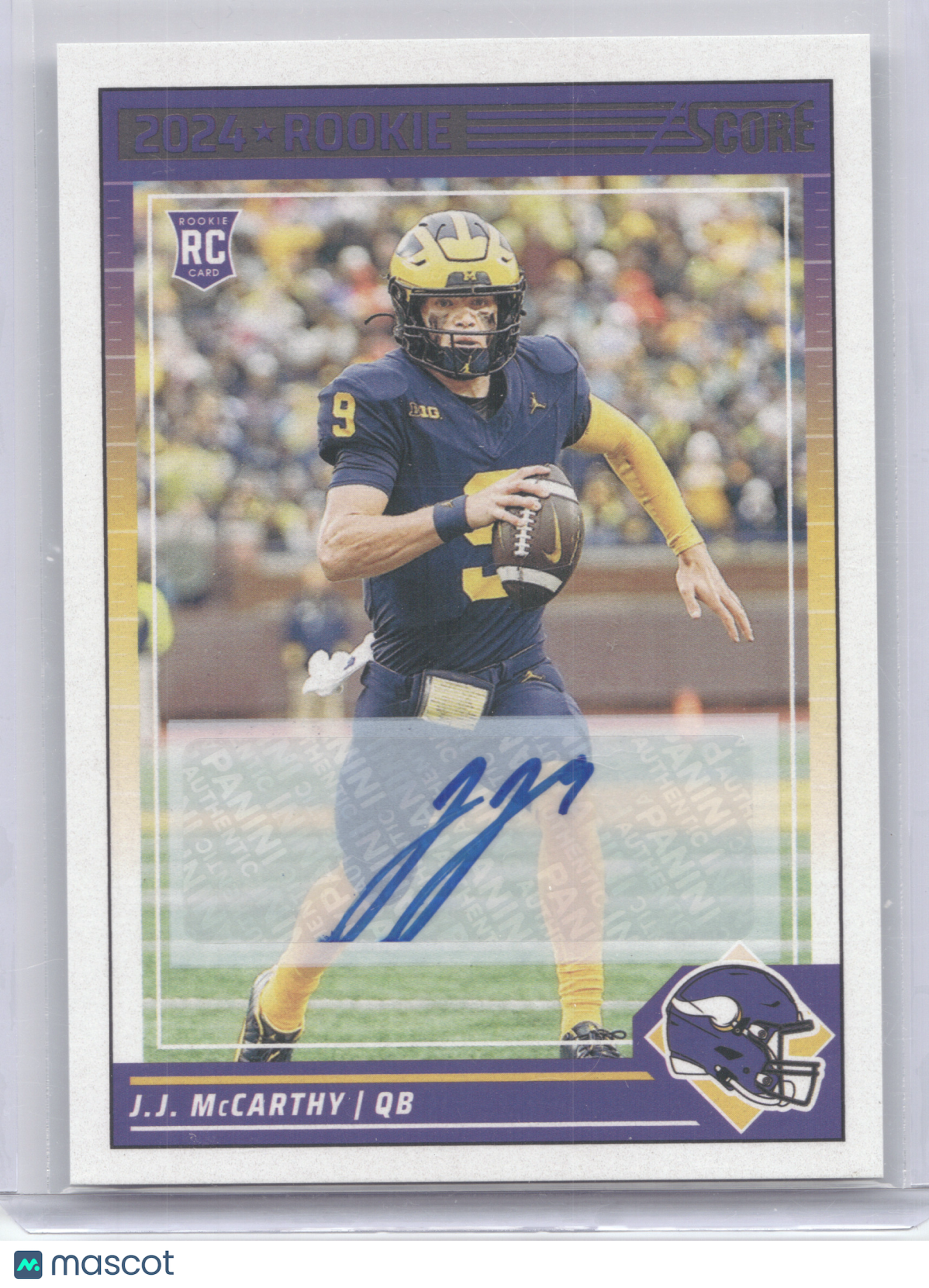 2024 Panini Score Rookie Autograph J.J. McCarthy #304 RC