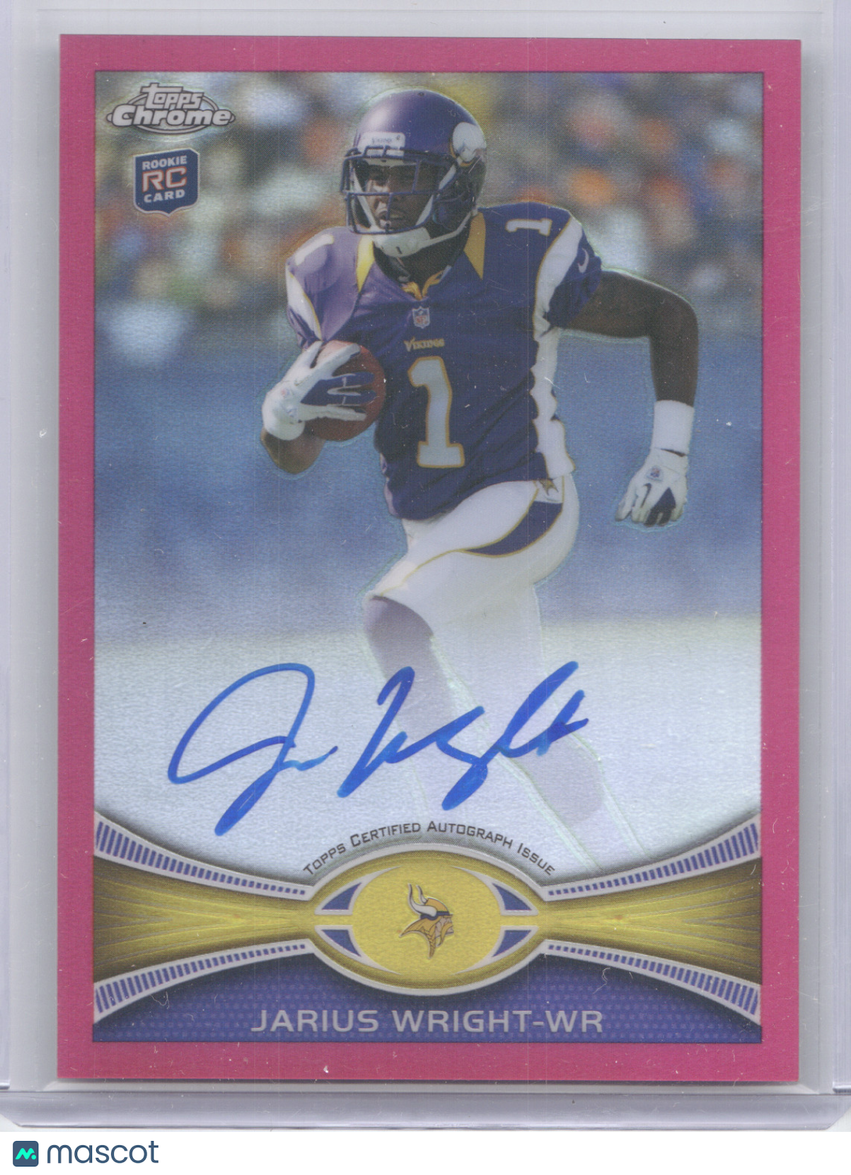 2012 Topps Chrome Jarius Wright #203 Autograph Pink Refractor 46/75 RC