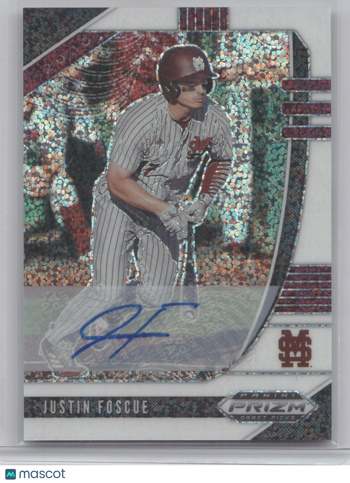 2020 Panini Prizm Draft Pick Autograph Justin Foscue #PDP14 White Sparkle 1 of 1