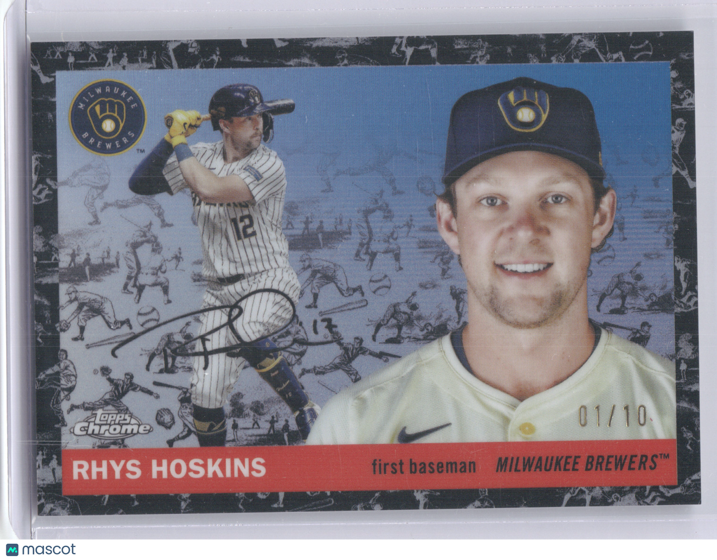 2025 Topps Chrome Platinum Rhys Hoskins #63 Toile Cream Black 01/10