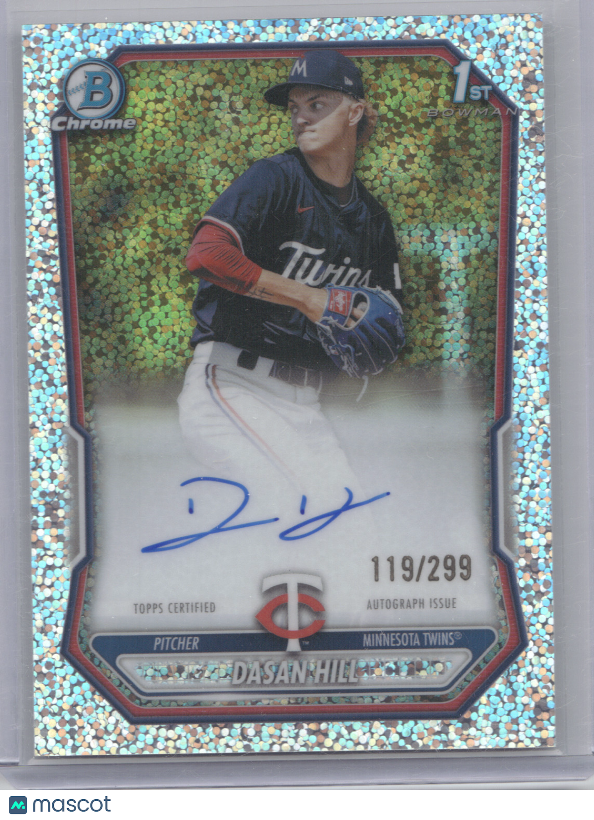 2026 Bowman Chrome Prospect Autograph Dasan Hill #DH Speckle Refractor 119/299