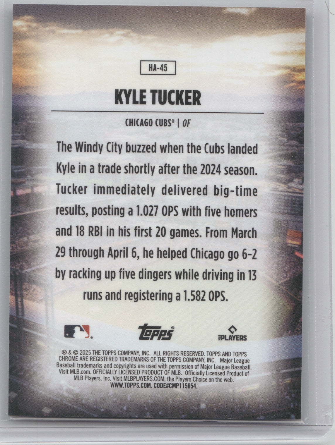 2025 Topps Chrome Home Field Advantage Kyle Tucker #HA-45