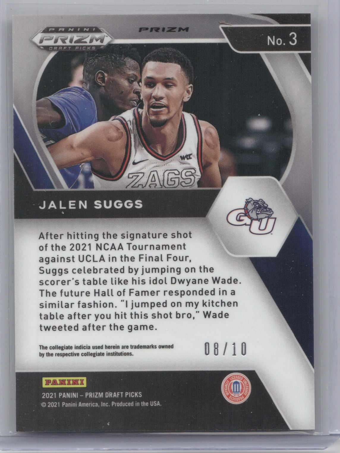 2021 Panini Prizm Draft Picks Jalen Suggs #3 Gold Shimmer 08/10 RC